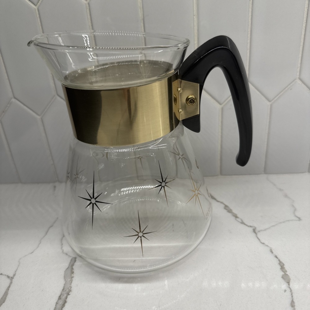 Corning Ware Atomic Starburst Glass Coffee Carafe Pot Retro MCM. No Lid